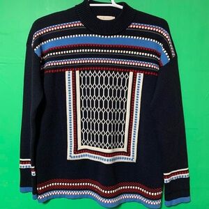 Rare Women's Tory Burch Navy Printed Sara Patterned Turtleneck